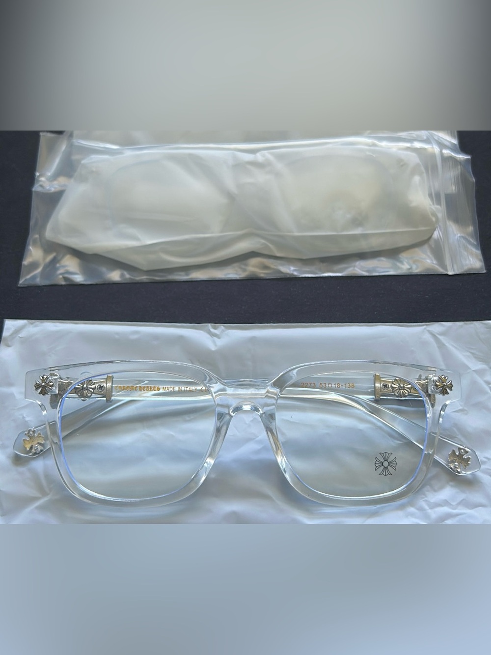 Chrome Hearts Blue-Light glasses (Clear / Silver)